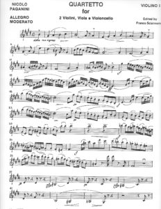Paganini, Niccolo - Quartet in E for Two Violins, Viola and Cello - Music