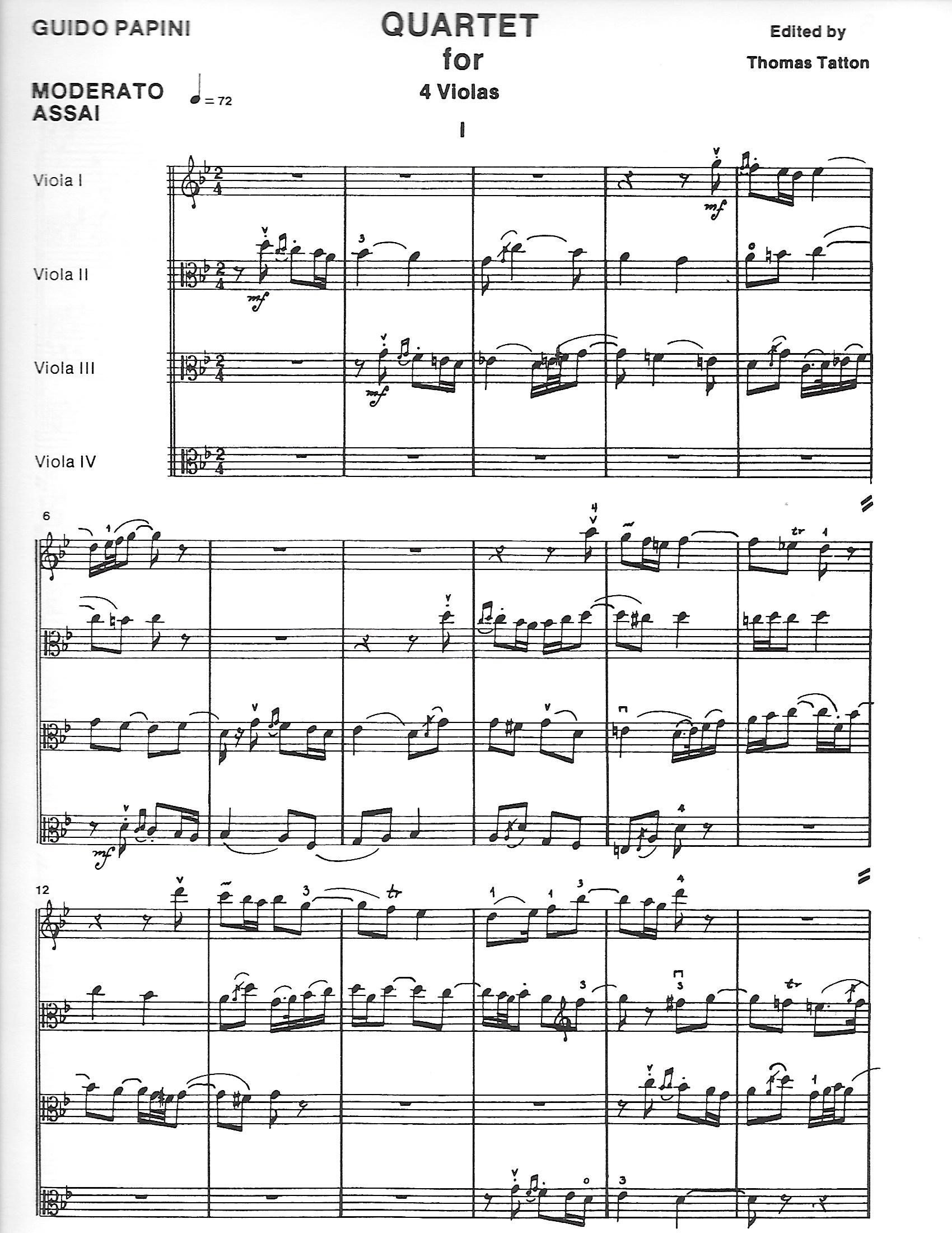 Papini, Guido - Quartet for Four Violas - Music