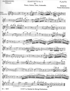 Rolla, Alessandro - Quartet No. 5 for Flute, Violin, Viola and Cello - Music (Flute Part)